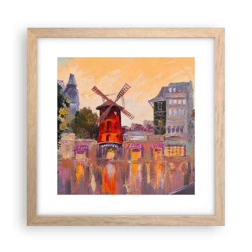 Póster en marco roble claro - Iconos parisinos - Moulin Rouge - 30x30 cm