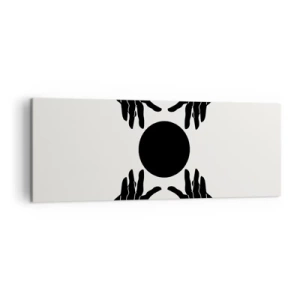 Cuadro sobre lienzo - Impresión de Imagen - Manos negras en una composición simétrica con una pelota. - 140x50cm - Una señal secreta - Decoración de pared moderna para salón y dormitorio ARTTOR