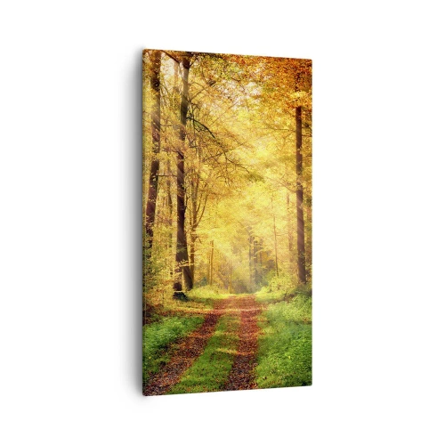 Cuadro sobre lienzo - Impresión de Imagen - Silencio dorado del bosque - 55x100 cm