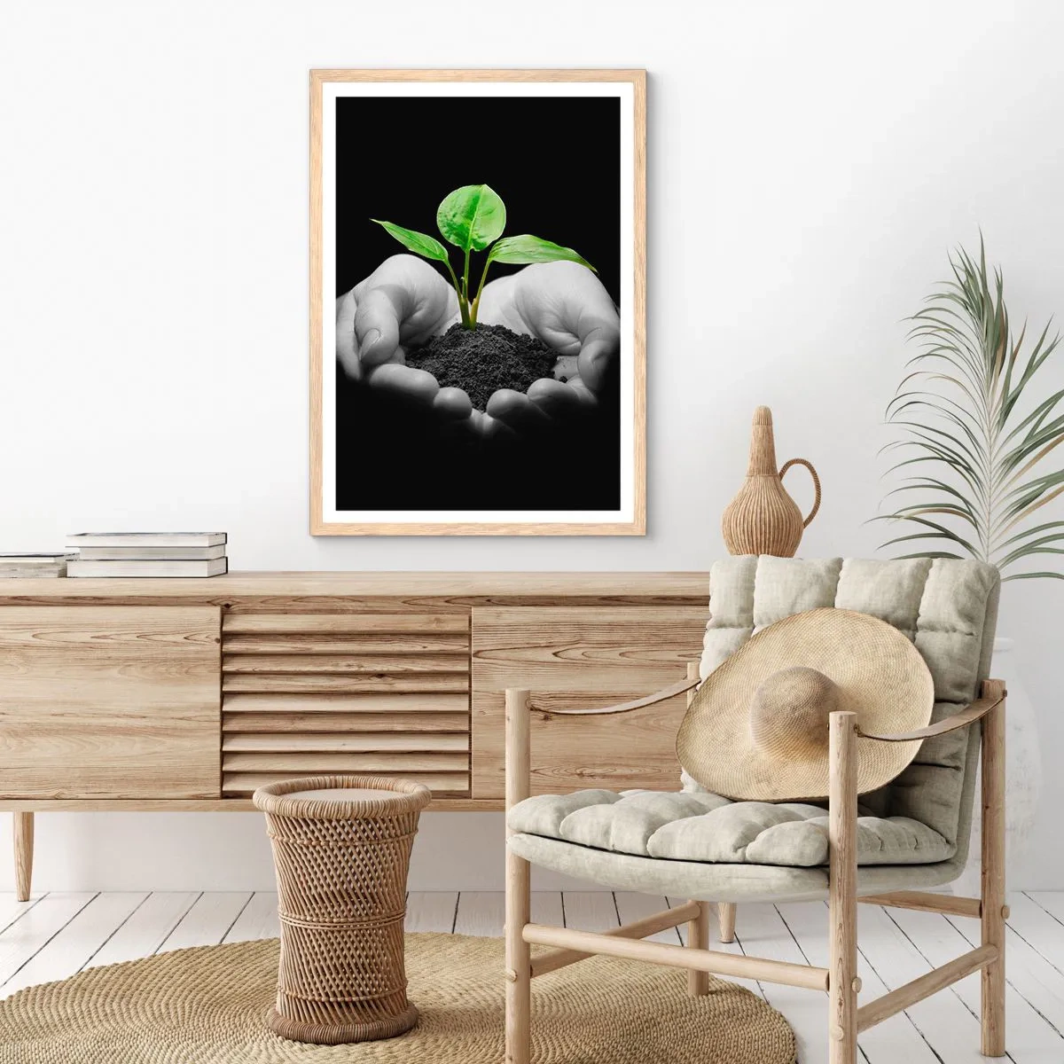 Póster en marco roble claro - Amo la naturaleza, la protejo - 70x100 cm