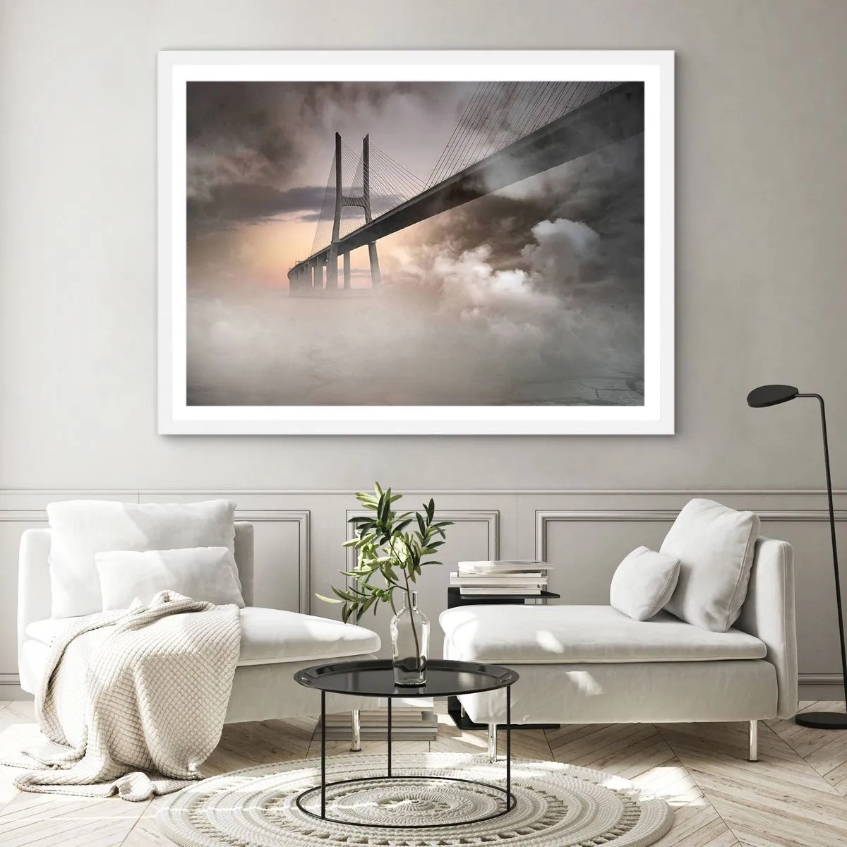 Póster en marco blanco - Junto al río que no existe - 40x30 cm