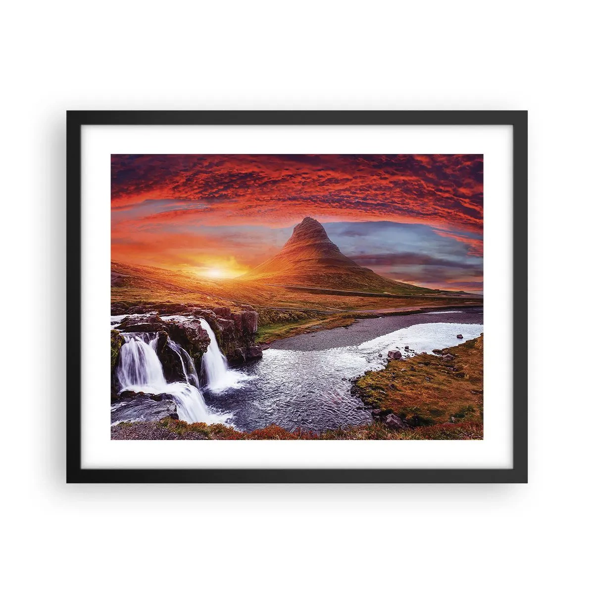 Póster en marco negro - Una vista de la Tierra Media - 50x40 cm