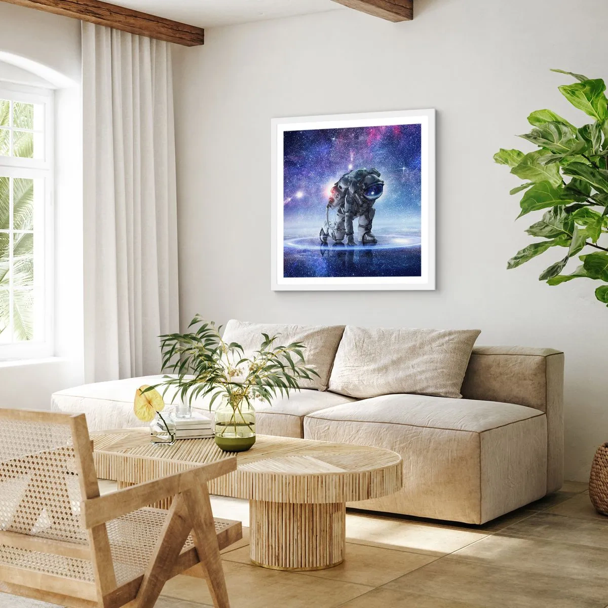 Póster en marco blanco - Cielo estrellado sobre mí - 40x40 cm