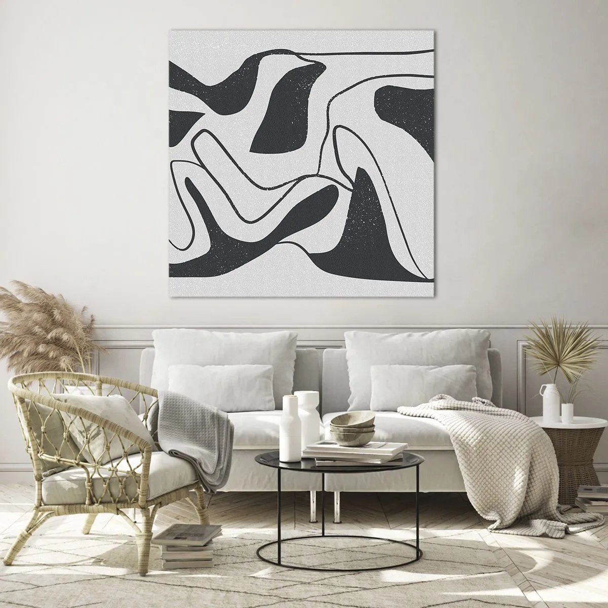 Cuadro sobre vidrio - Impresiones sobre Vidrio - Juego abstracto en un laberinto - 50x50 cm