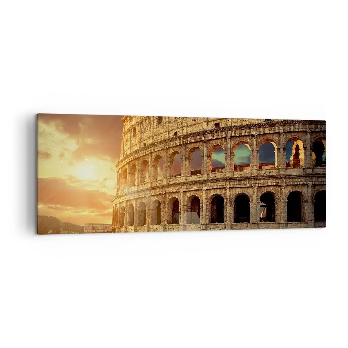 Cuadro sobre lienzo - Impresión de Imagen - El Coliseo de Roma al atardecer - 140x50cm - Una impresión colosal - Decoración de pared moderna para salón y dormitorio ARTTOR