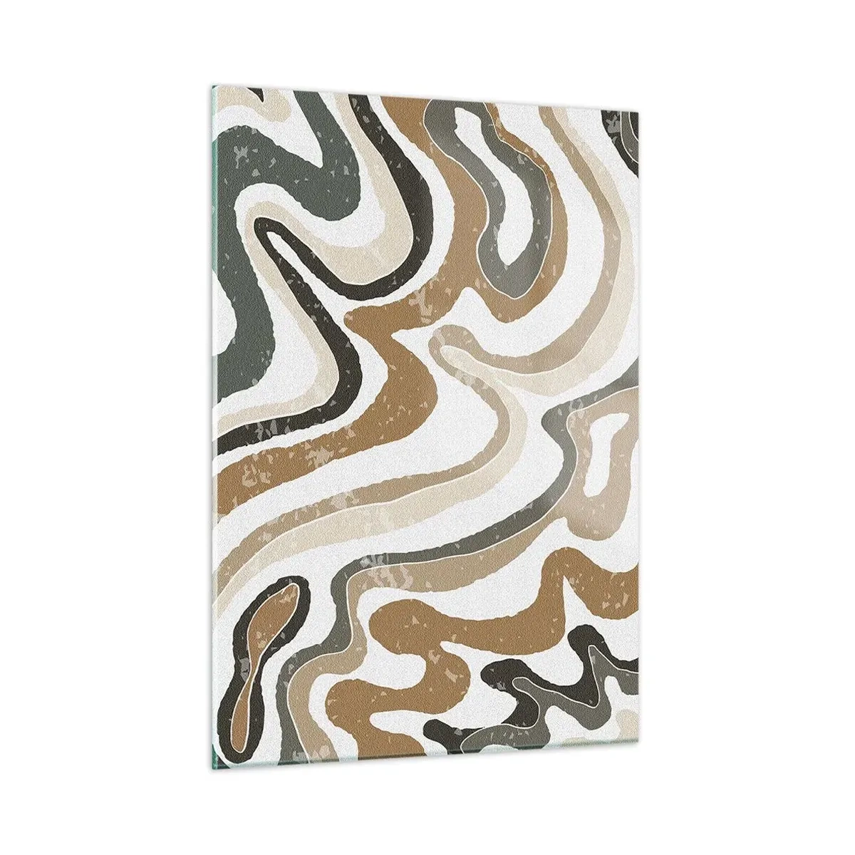 Cuadro sobre vidrio - Impresiones sobre Vidrio - Patrón abstracto en colores terrosos - 50x70cm - Meandros de colores terrosos - Decoración de pared moderna para salón y dormitorio ARTTOR