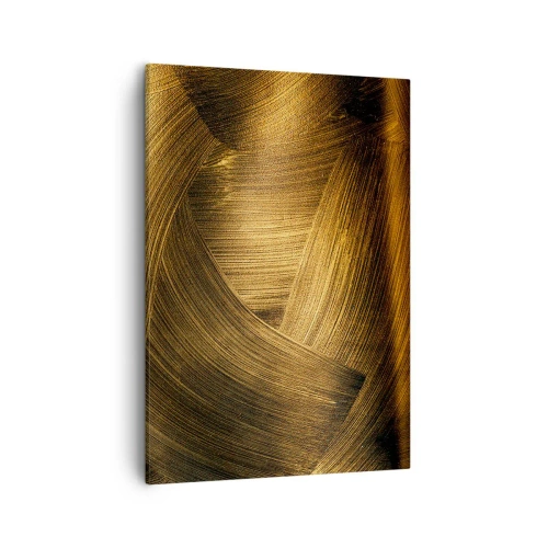 Cuadro sobre lienzo - Impresión de Imagen - Pinceladas abstractas doradas - 50x70cm - En un laberinto de oro - Decoración de pared moderna para salón y dormitorio ARTTOR