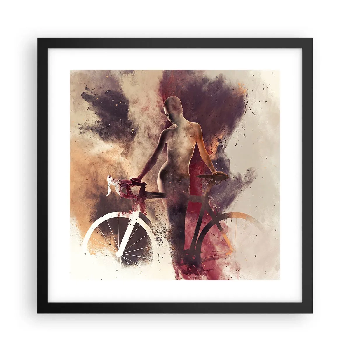 Póster en marco negro - En las formas de mármol un alma ciclista - 40x40 cm