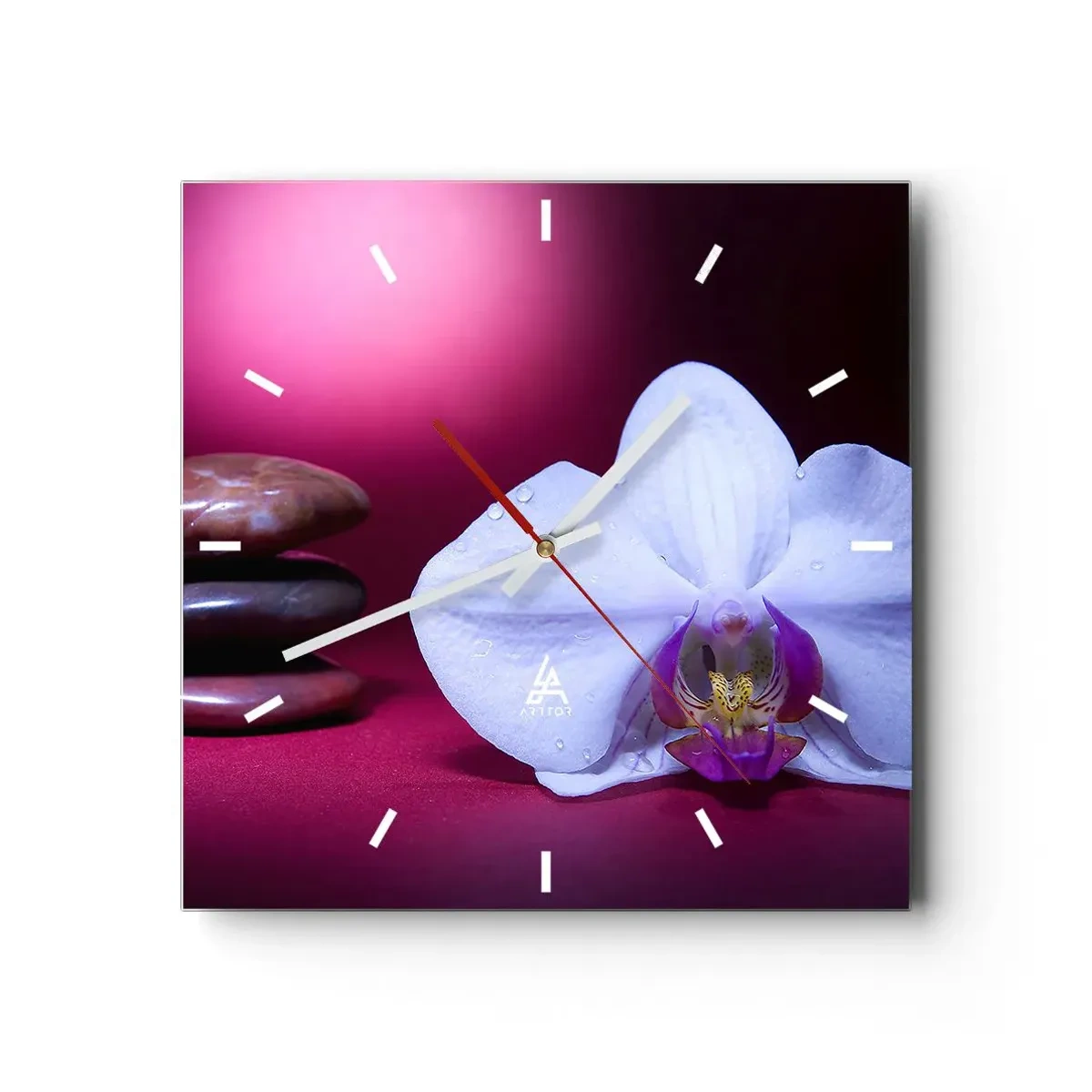 Reloj de pared - Reloj de vidrio - Estudio de frescura en violeta - 40x40 cm