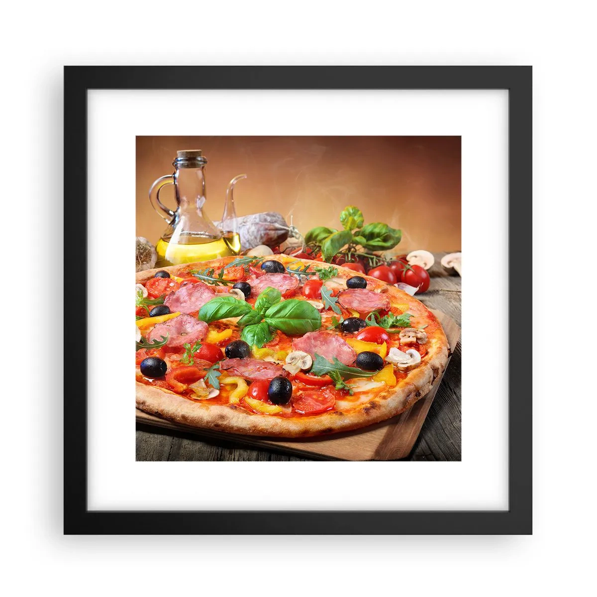 Póster en marco negro - Con un verdadero sabor italiano - 30x30 cm