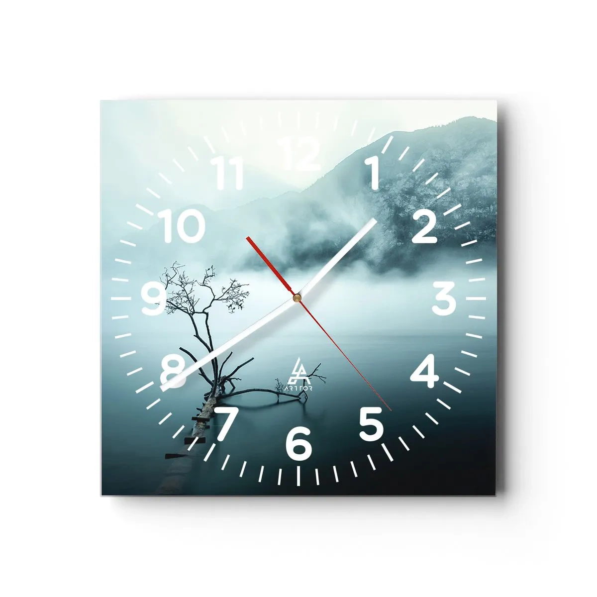 Reloj de pared - Reloj de vidrio - Fuera del agua y de la niebla - 40x40 cm