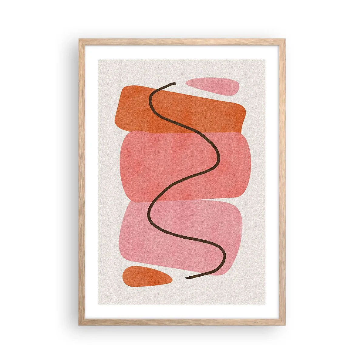 Póster en marco roble claro - Suave movimiento de formas - 50x70 cm