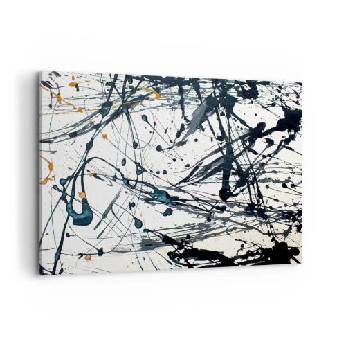 Cuadro sobre lienzo - Impresión de Imagen - Una pintura abstracta con salpicaduras de pintura en patrones dinámicos. - 100x70cm - Abstracción expresionista - Decoración de pared moderna para salón y dormitorio ARTTOR