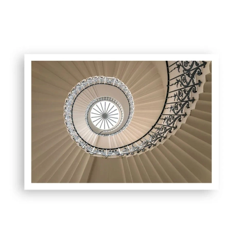 Póster - Escalera de caracol con un elegante enfoque geométrico. - 100x70cm - En el interior de una concha - Decoración de pared moderna para salón y dormitorio ARTTOR