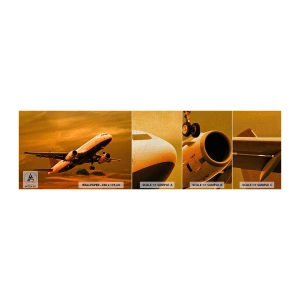 Muestra de fotomural Premium Canvas - Vuelo hacia el sol - Avión, Viaje, Atardecer - 100x30 cm