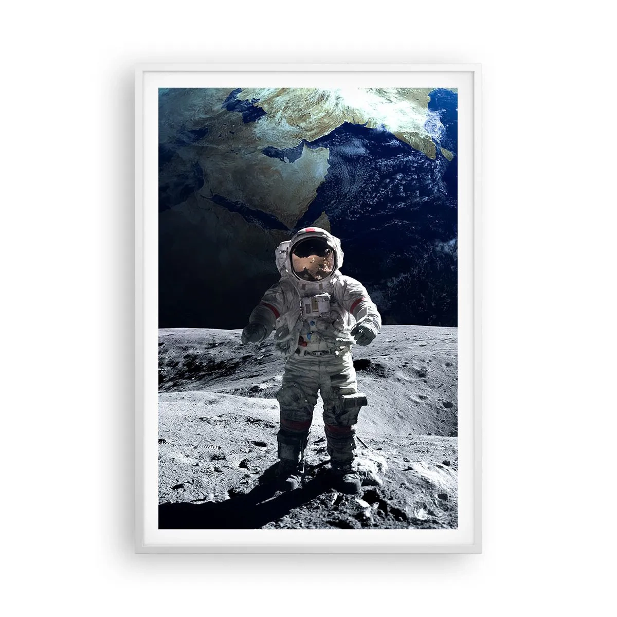 Póster en marco blanco - Saludos desde la Luna - 70x100 cm