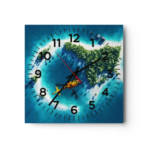 Reloj de pared - Reloj de vidrio - Cómprate una isla - 30x30 cm