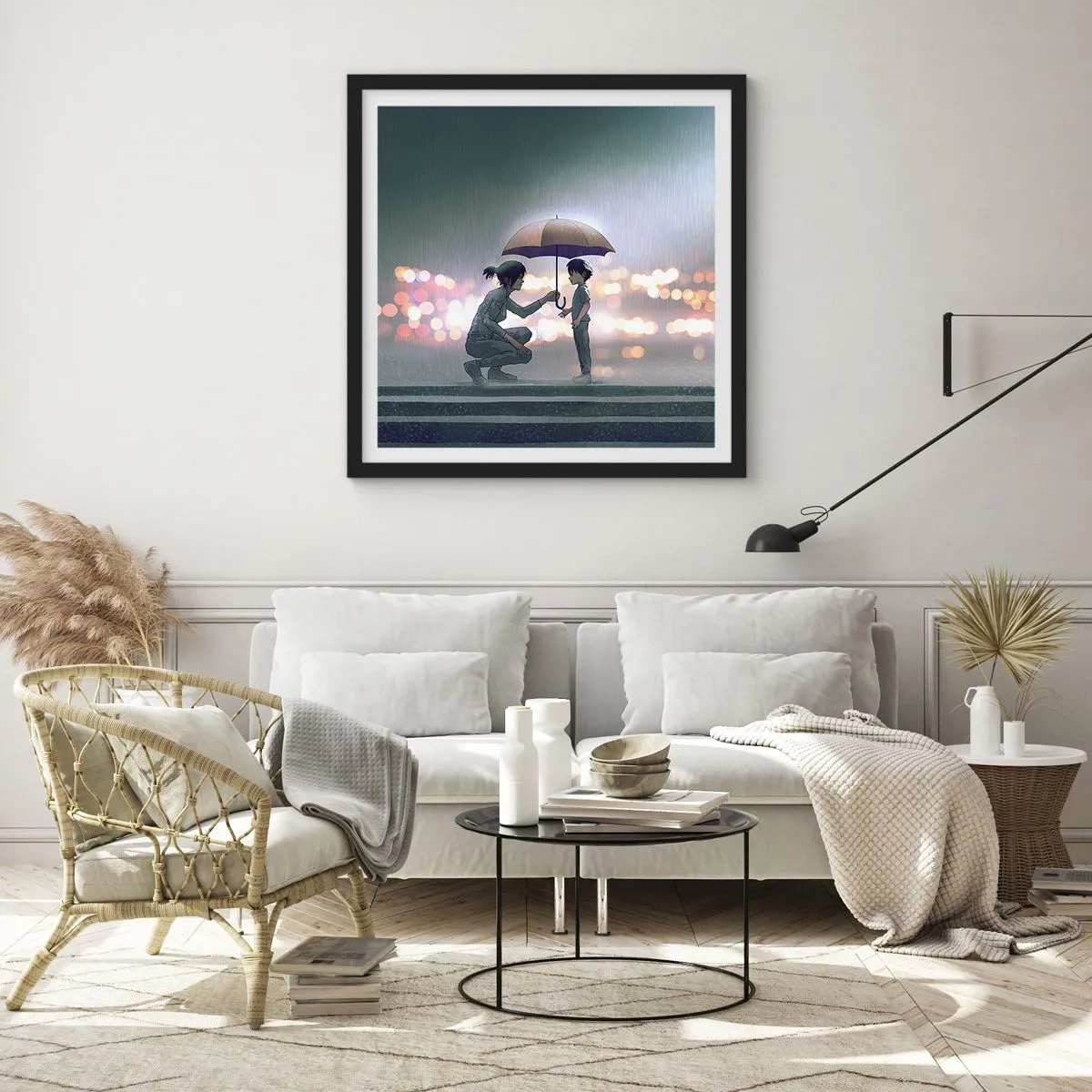 Póster en marco negro - Y todo está bien - 60x60 cm
