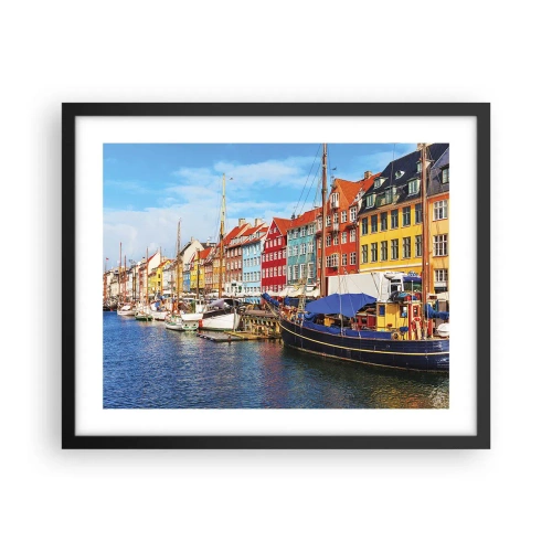 Póster en marco negro - Muelle alegre - 50x40 cm