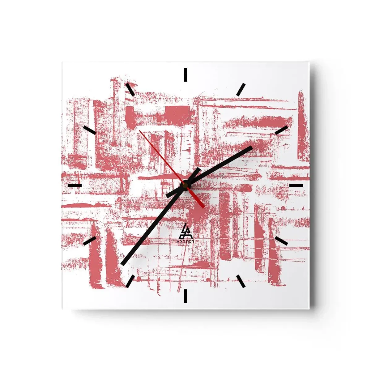 Reloj de pared - Reloj de vidrio - Ciudad roja - 40x40 cm