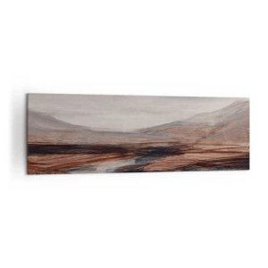 Cuadro sobre lienzo - Impresión de Imagen - Un paisaje pintoresco con un río y montañas. - 160x50cm -  Valle apacible - Decoración de pared moderna para salón y dormitorio ARTTOR