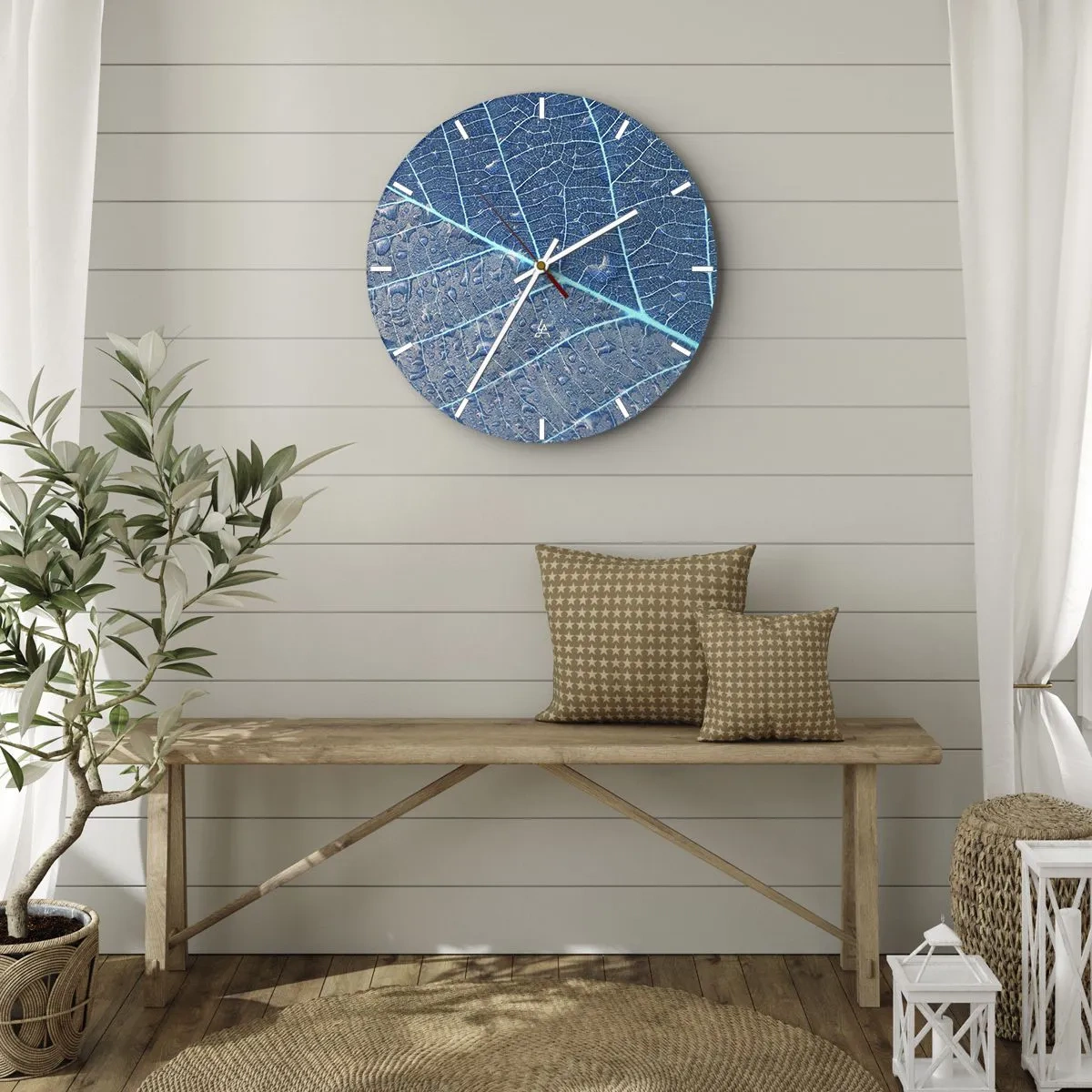 Reloj de pared - Reloj de vidrio - Vida en el azul - 30x30 cm
