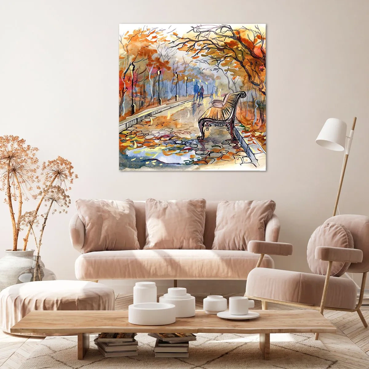 Cuadro sobre lienzo - Impresión de Imagen - Caminemos juntos hacia el otoño - 60x60 cm