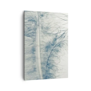 Cuadro sobre lienzo - Impresión de Imagen - Una delicada pluma en tonos pastel sobre un fondo claro. - 50x70cm - Susurro de la naturaleza - Decoración de pared moderna para salón y dormitorio ARTTOR