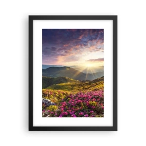 Póster en marco negro - La frescura de una mañana de montaña - 30x40 cm