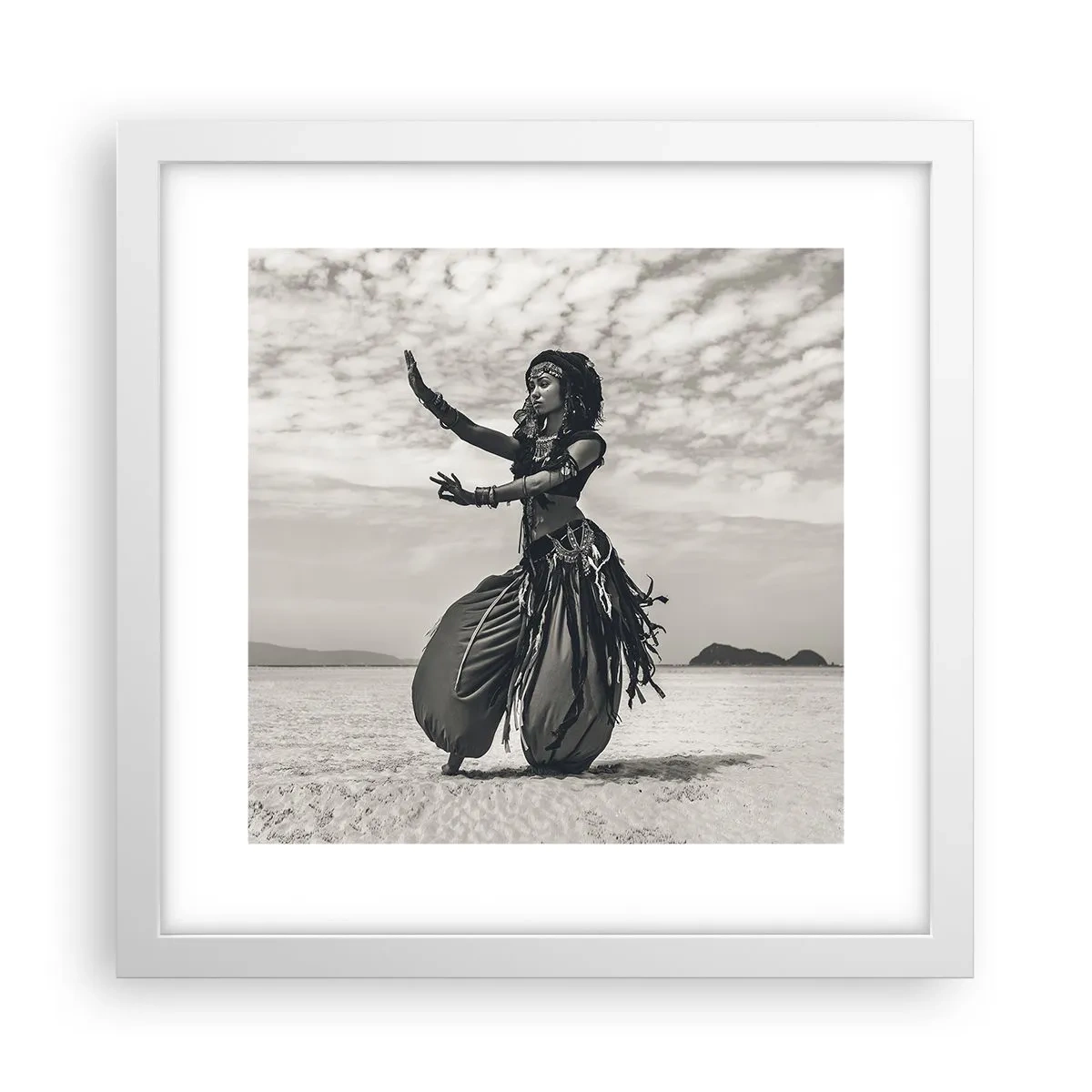 Póster en marco blanco - Danza de las Islas del Sur - 30x30 cm