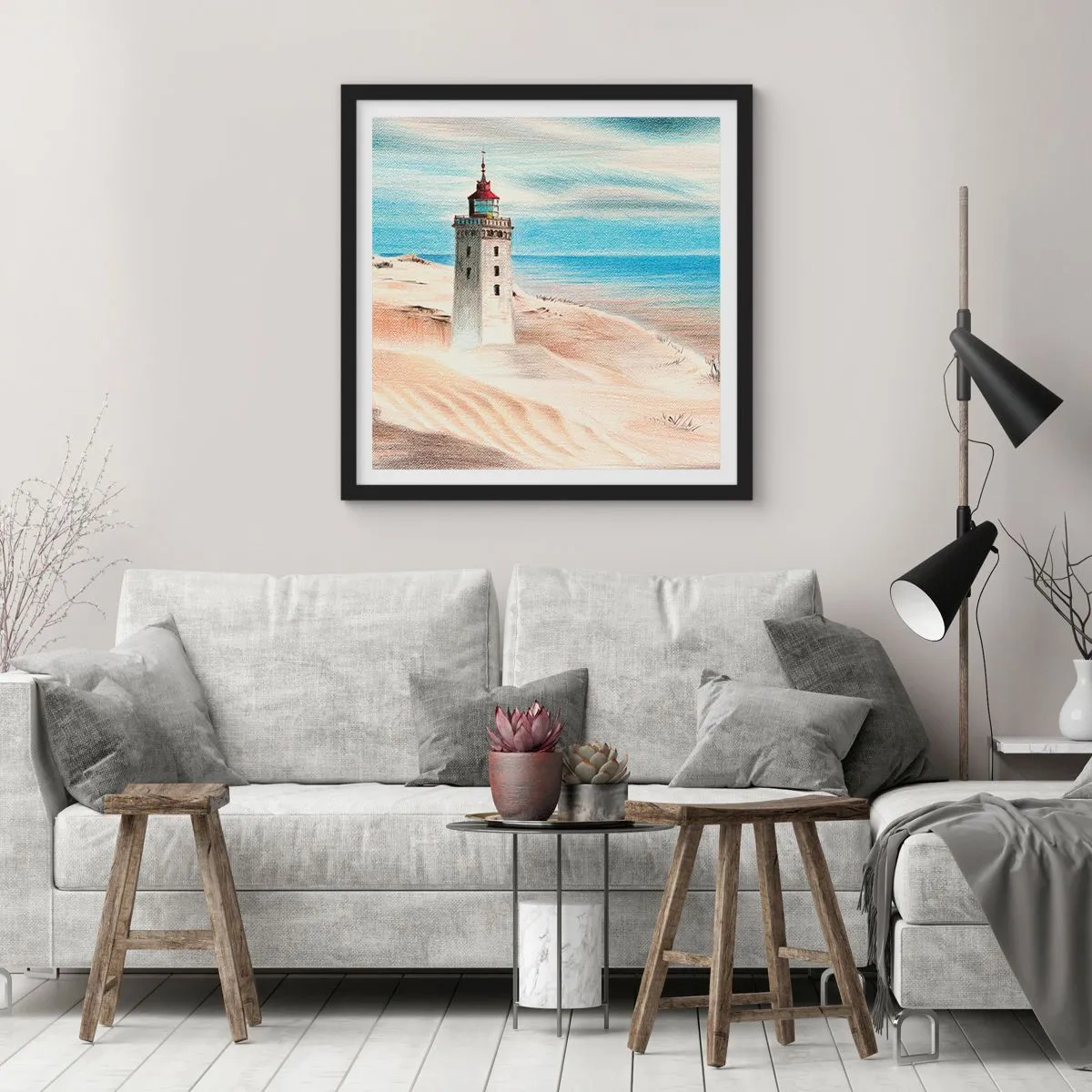 Póster en marco negro - Siempre mirando al mar - 30x30 cm