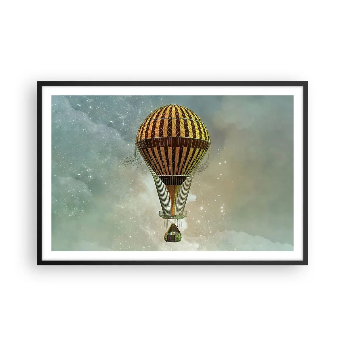 Póster en marco negro - Vuelos pioneros - 91x61 cm