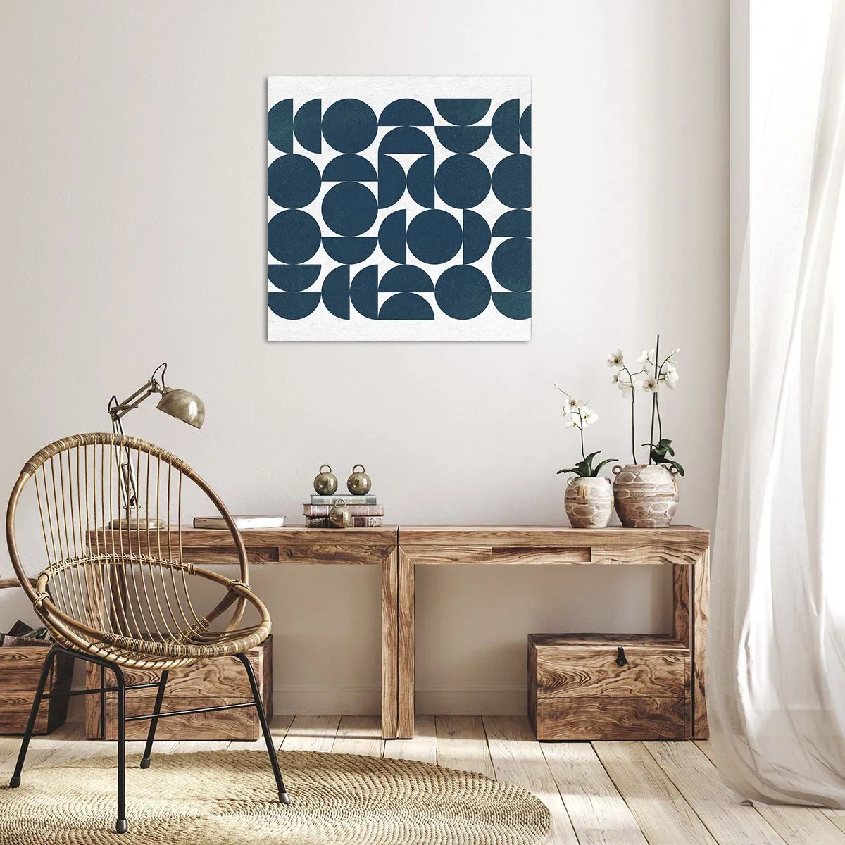 Cuadro sobre lienzo - Impresión de Imagen - Círculos y semicírculos - 60x60 cm