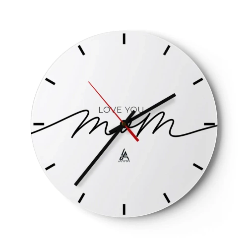 Reloj de pared - Reloj de vidrio - La inscripción Te amo mamá sobre un fondo blanco en un estilo elegante. - 30x30cm - Gran emoción - Decoración de pared moderna para salón, cocina y dormitorio ARTTOR