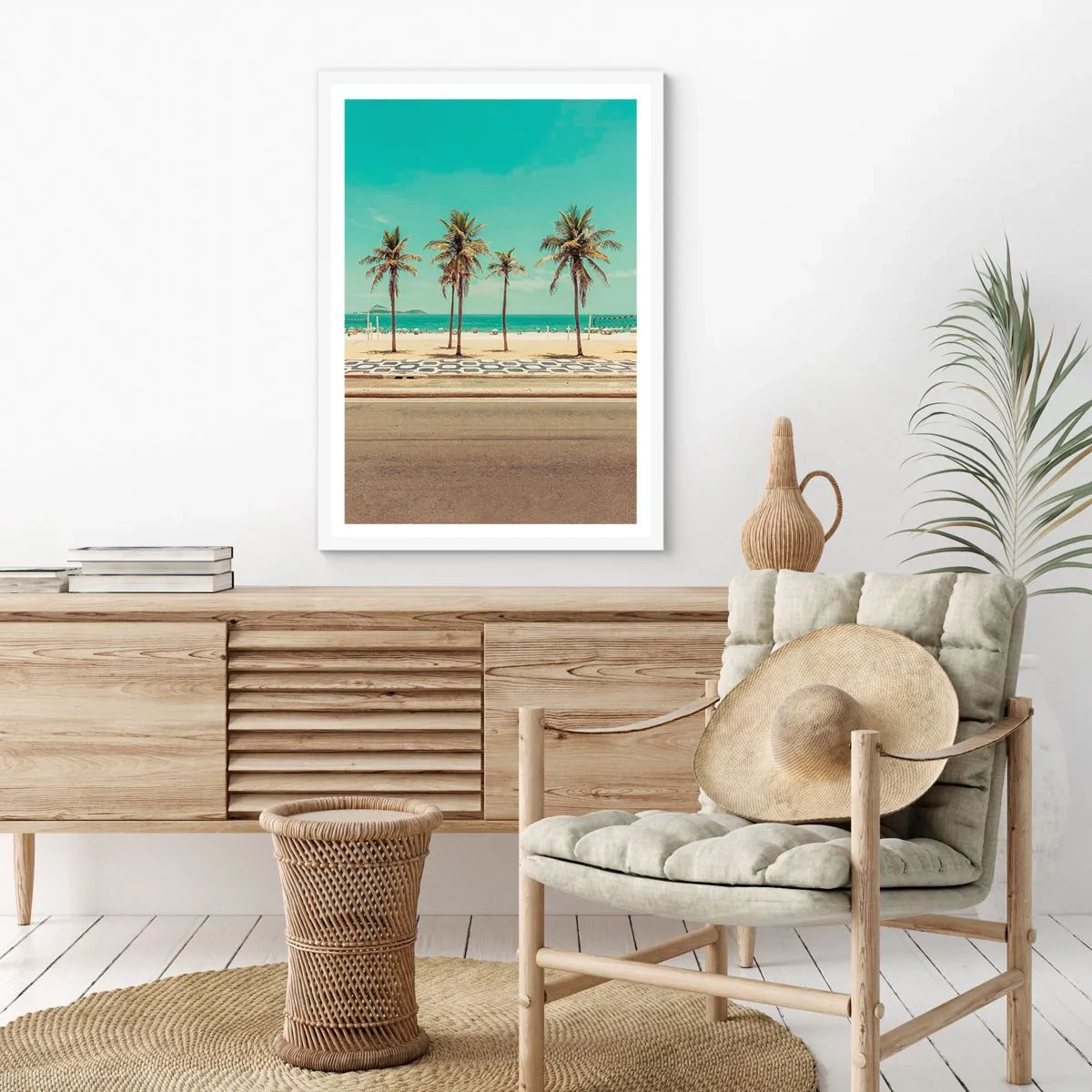 Póster en marco blanco - En la playa - 70x100 cm
