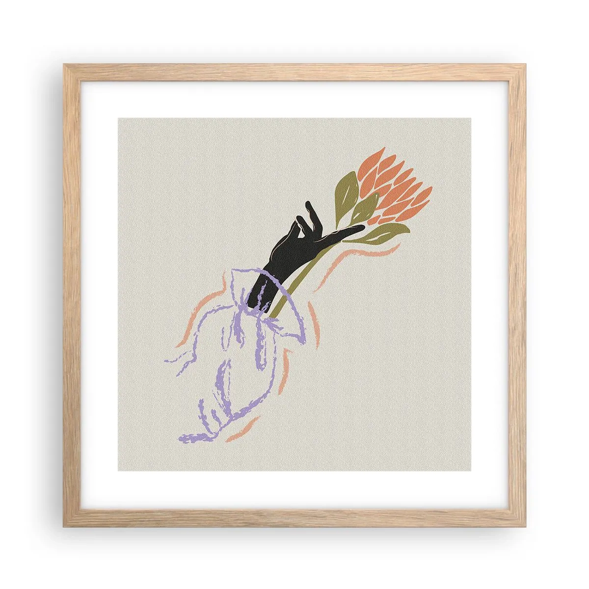 Póster en marco roble claro - Un toque fraternal - 40x40 cm