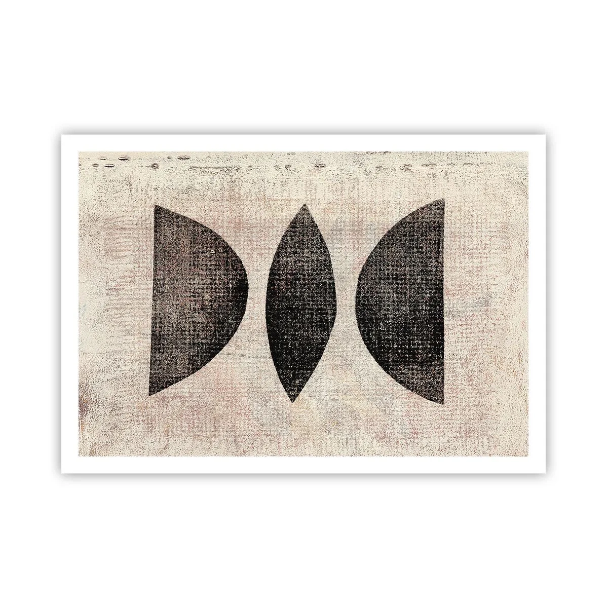 Póster - Formas étnicas en tonos oscuros sobre un fondo claro. - 100x70cm - Abstracción étnica - Decoración de pared moderna para salón y dormitorio ARTTOR