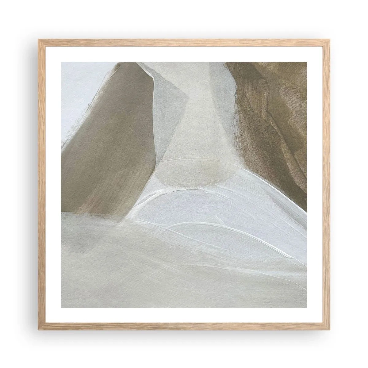 Póster en marco roble claro - Ola de blanco - 60x60 cm