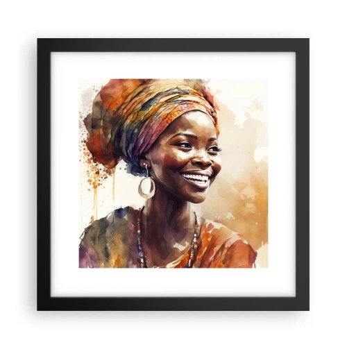 Póster en marco negro - Reina africana - 30x30 cm