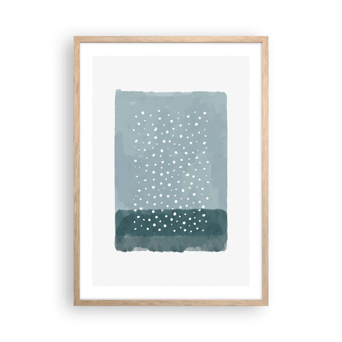 Póster en marco roble claro - Creación sobre azul - 50x70 cm