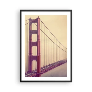 Póster en marco negro - Puente Golden Gate en la niebla vintage - 50x70cm - Entre el cielo y la tierra - Decoración de pared moderna para salón y dormitorio ARTTOR