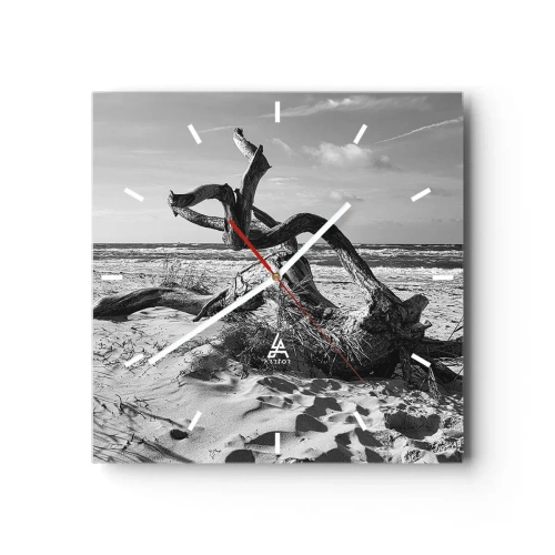 Reloj de pared - Reloj de vidrio - Escultura marina - 40x40 cm