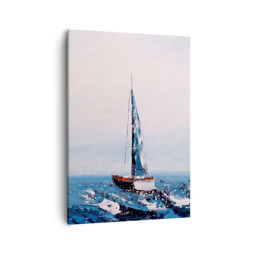 Cuadro sobre lienzo - Impresión de Imagen - Veleros en un mar tempestuoso en una composición pictórica - 50x70cm - Hermandad del viento - Decoración de pared moderna para salón y dormitorio ARTTOR