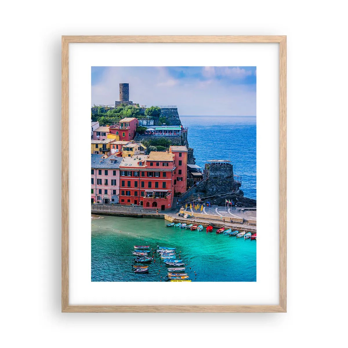 Póster en marco roble claro - Pueblo mágico del Mediterráneo - 40x50 cm