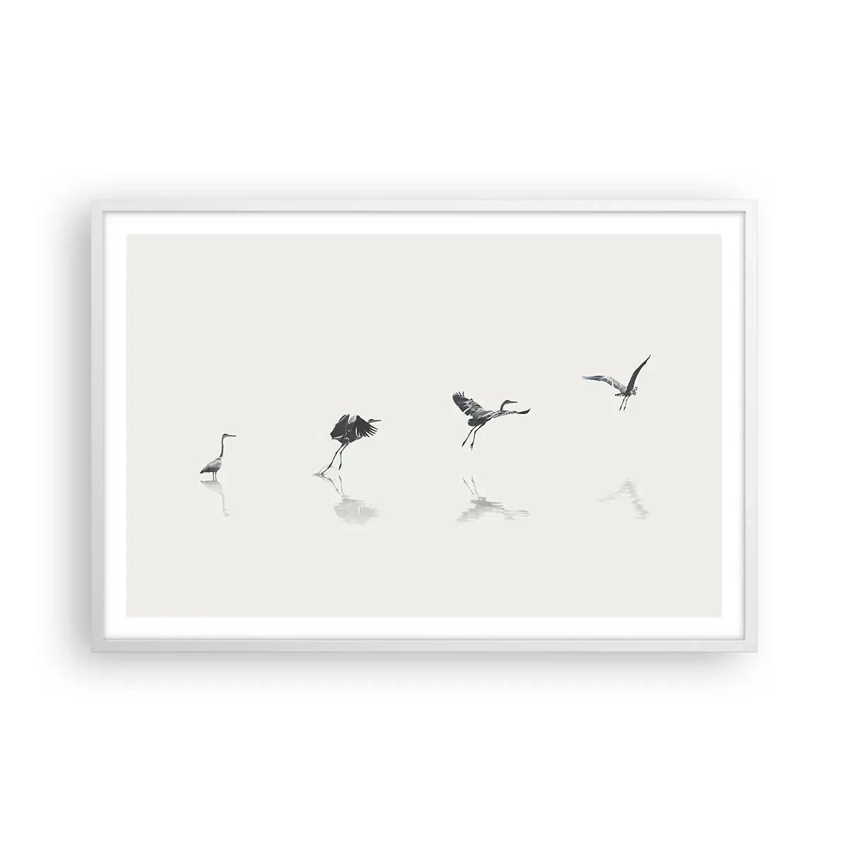 Póster en marco blanco - Cuatro sencillos pasos para despegar - 91x61 cm