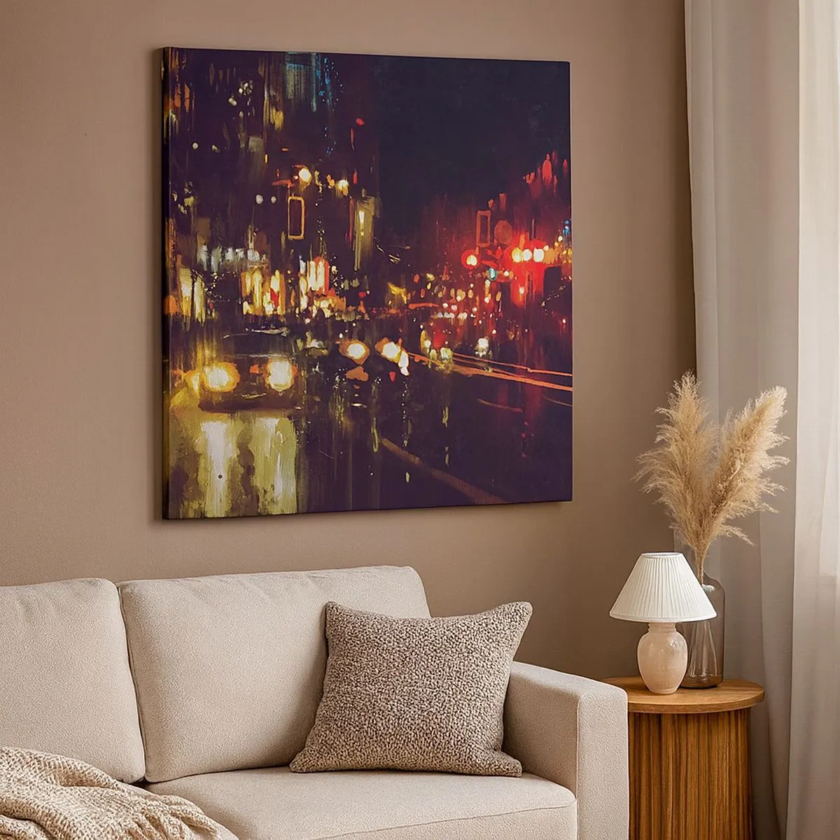 Cuadro sobre lienzo - Impresión de Imagen - Hundido en la luz de la noche - 30x30 cm