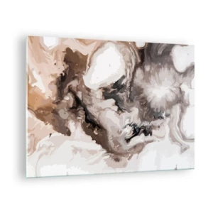 Cuadro sobre vidrio - Impresiones sobre Vidrio - Patrón abstracto en tonos marrón, beige y blanco. - 70x50cm - El nacimiento de una galaxia - Decoración de pared moderna para salón y dormitorio ARTTOR