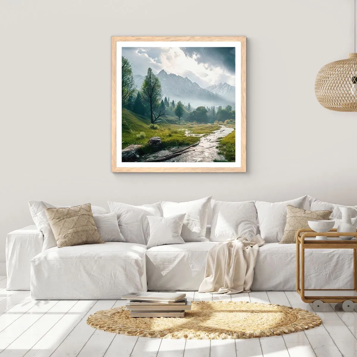 Póster en marco roble claro - De ida y vuelta - 40x40 cm