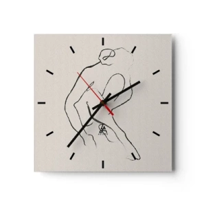 Reloj de pared - Reloj de vidrio - Una silueta minimalista en negro sobre un fondo claro. - 30x30cm - Boceto íntimo - Decoración de pared moderna para salón y dormitorio ARTTOR