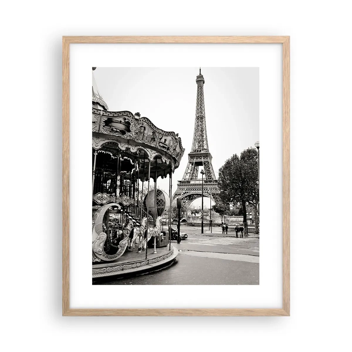Póster en marco roble claro - Tal diversión solo en París - 40x50 cm
